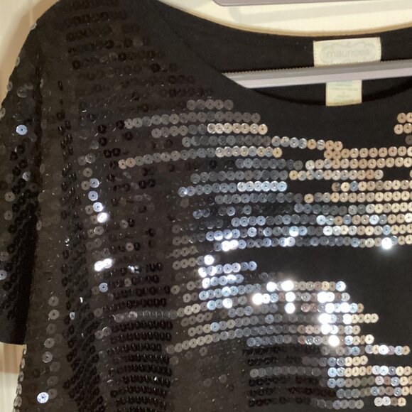 Maurices Women's Black Sequin T-Shirt Top Size 0 Party Shiny - Picture 3 of 6